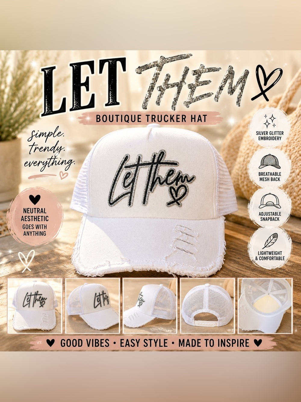 "Let Them" White Boutique Trucker Hat